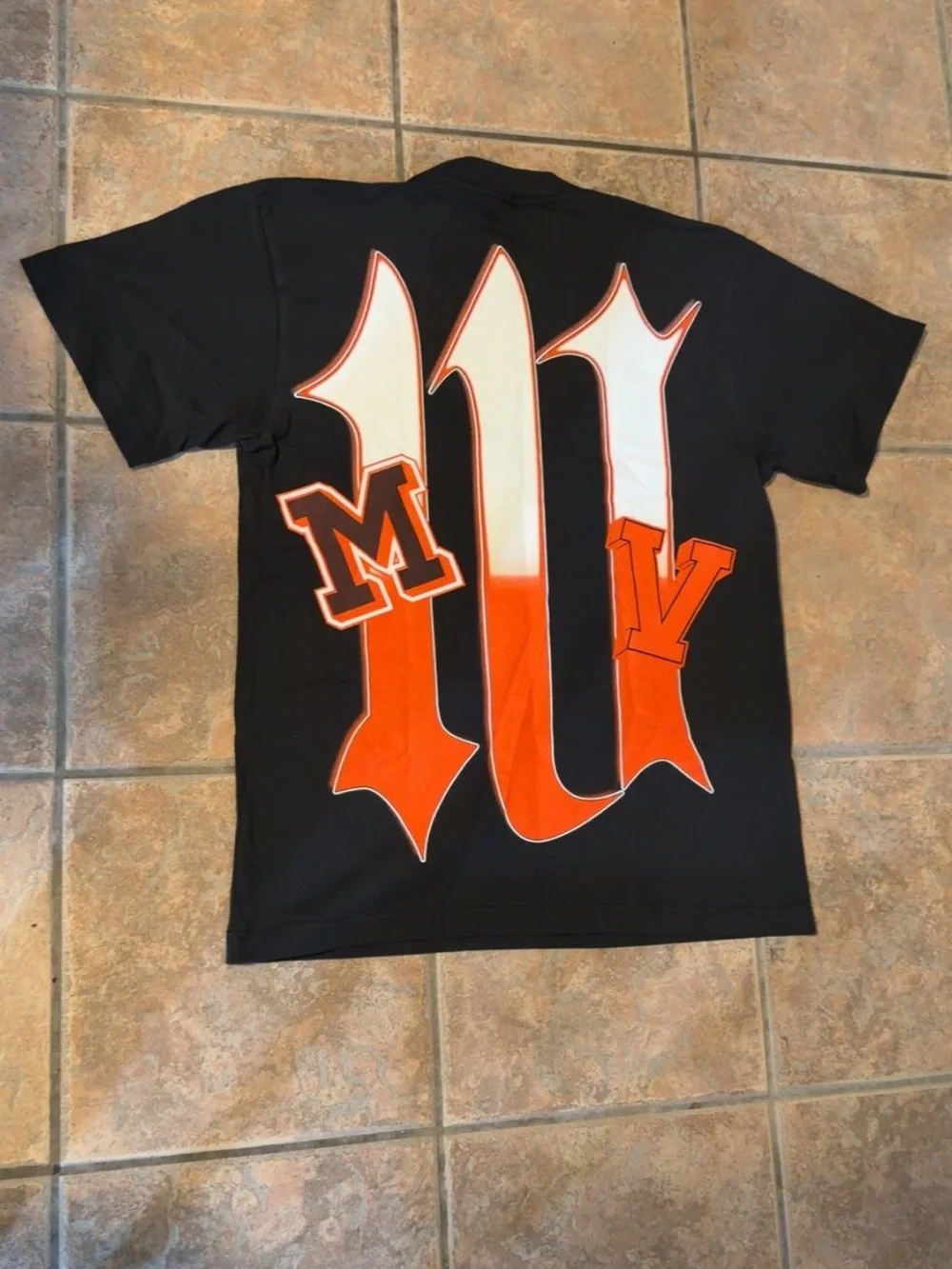 MI Vice Black Graphic Bulldog Football T-Shirt with Red Accents